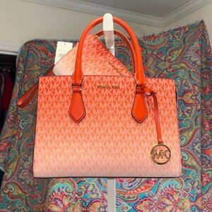 Michael Kors Signature Red Clay Satchel/CB with Matching Wallet,  both are New